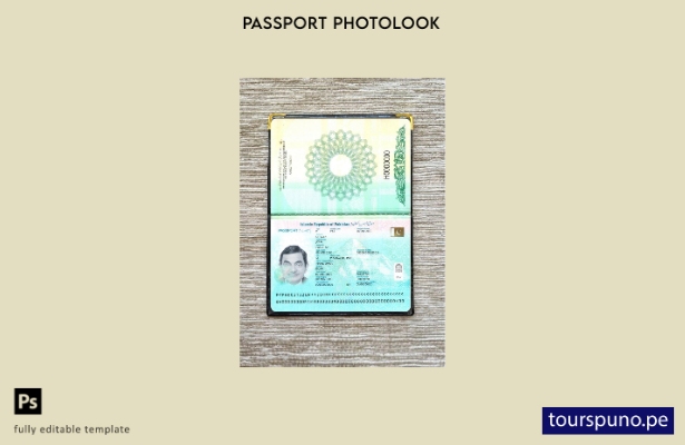 listo para imprimir la plantilla de presentación fotográfica del pasaporte de  7